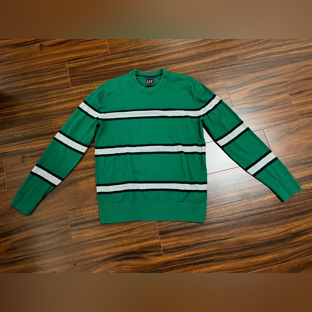 Gap men’s XS long sleeve crewneck striped sweater, green